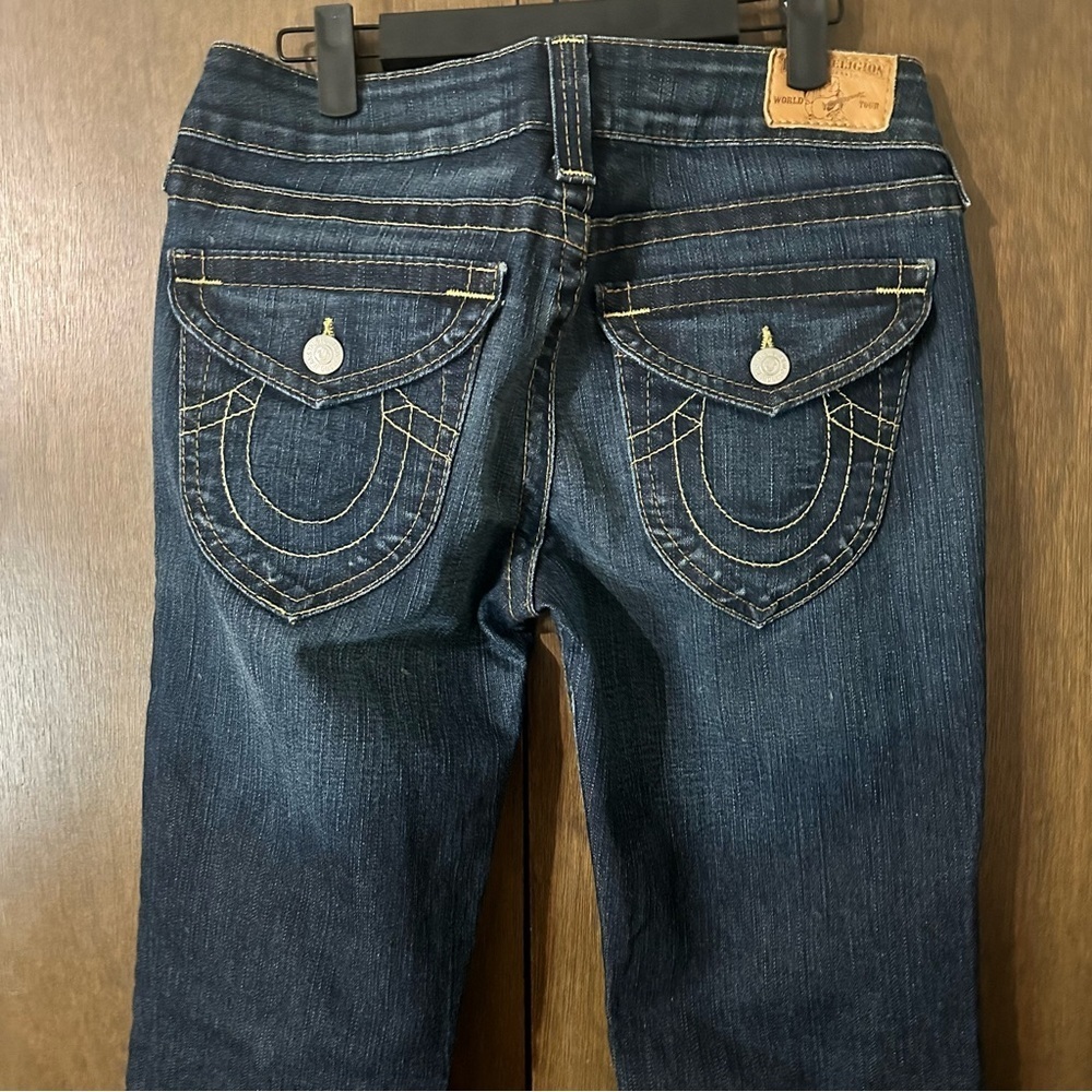 True Religion Women's Indigo Boot Cut Jeans Sz 30 Distressed Western - Picture 7 of 13